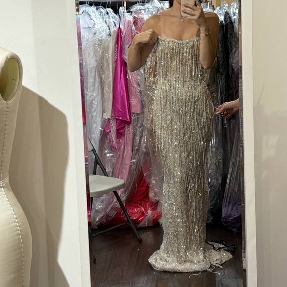 Beautiful fringe fully beaded gown - Picture 1 of 1